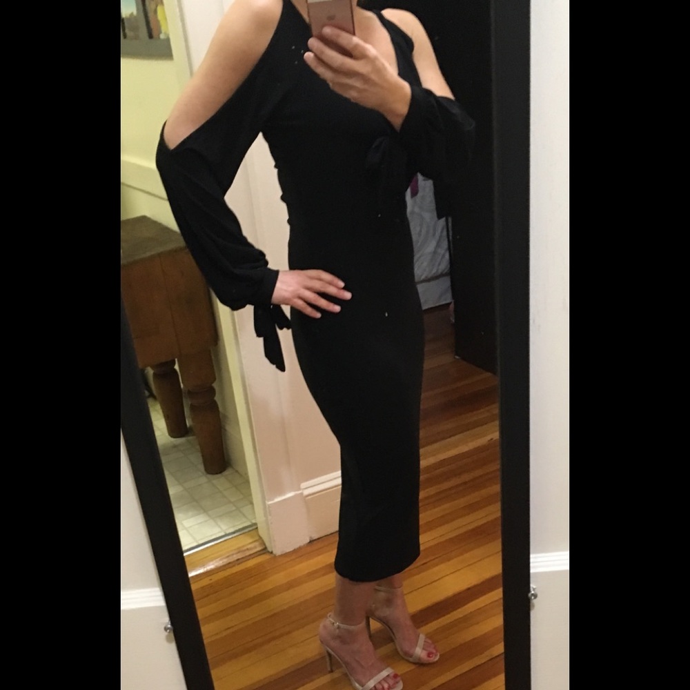 K too midi dress with cold shoulder